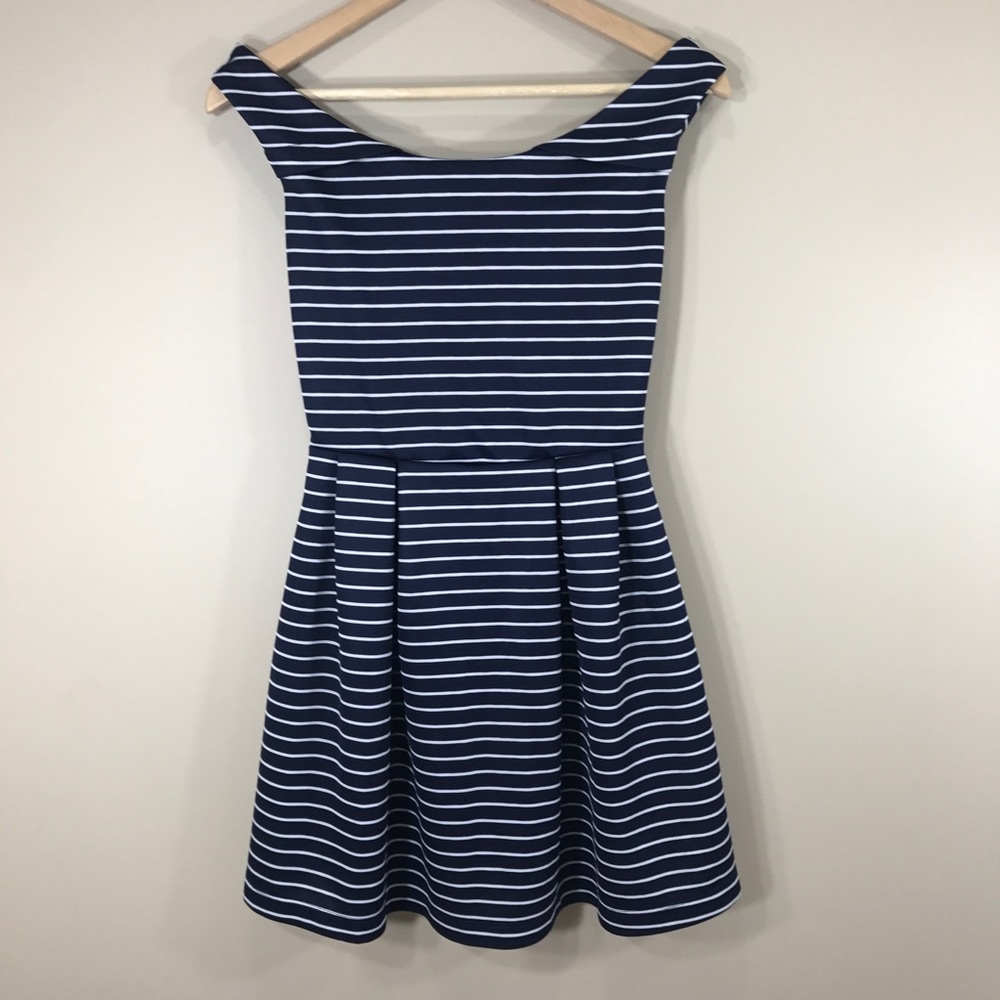 Blue and white stripe skater dress, size XS